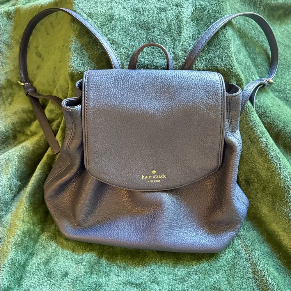 Kate Spade Navy Leather Backpack - Picture 2 of 9